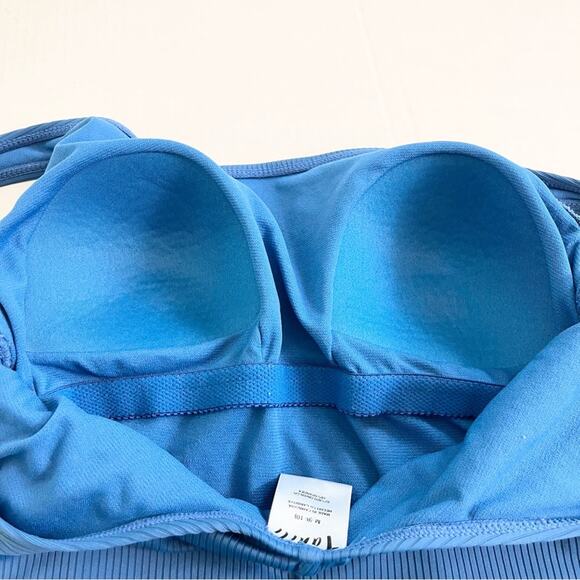 Tahiti One Piece Swimsuit Woman's size M Ribbed Texture Blue - Picture 5 of 8